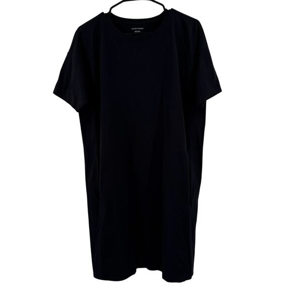 EILEEN FISHER Tee Dress Size Small Pockets Black NEW Short Sleeve Stretch Basic - Picture 1 of 7